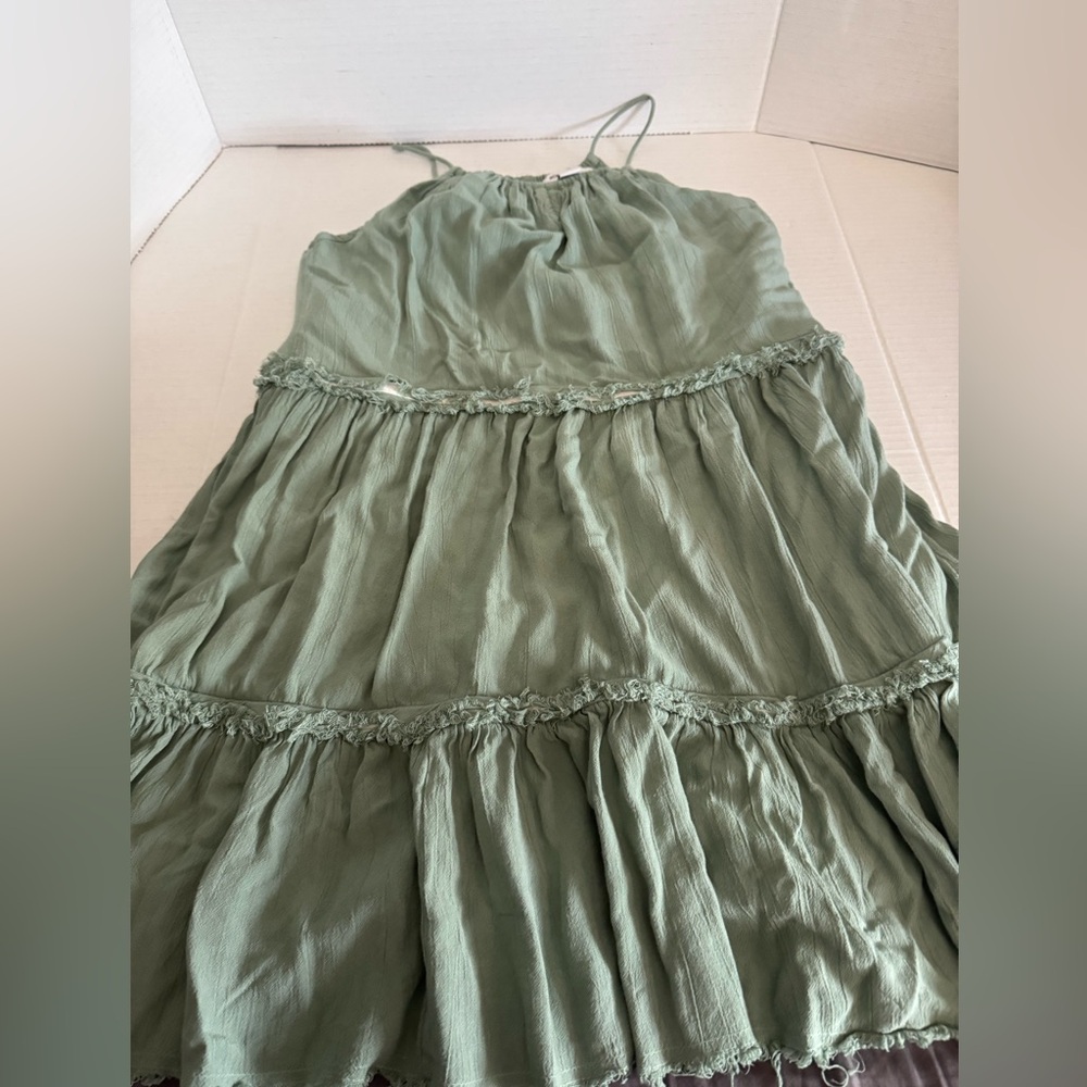 Nordstrom Sage Green Spaghetti Strap Dress Girls Size 8/10 M